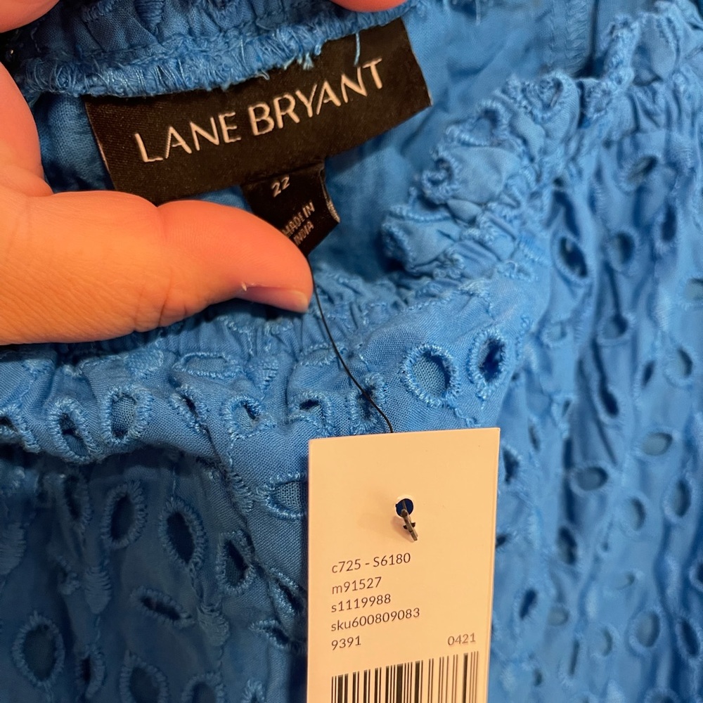 Lane Bryant Electric Blue Eyelet Tiered Dress-NWT Size 22 - Picture 2 of 6